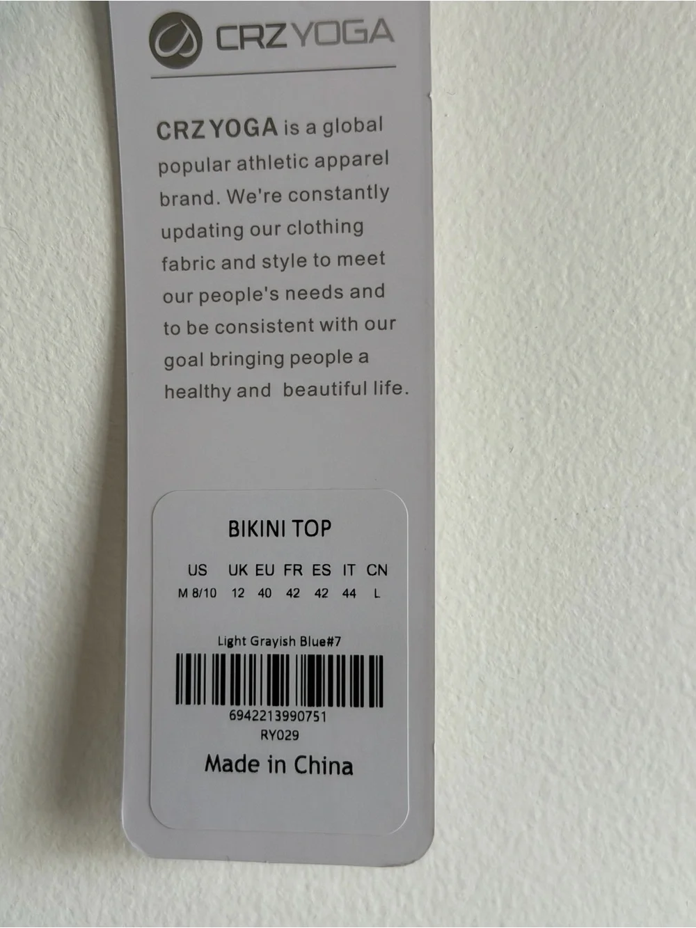NWT CRZ YOGA Sunshine Criss Cross Bikini Set M Light Grayish Blue
